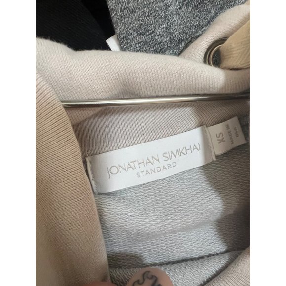 Jonathan Simkhai Sweater Womens XS Gray Cropped Ryan Sweatshirt Relaxed Lace Up - Picture 7 of 7